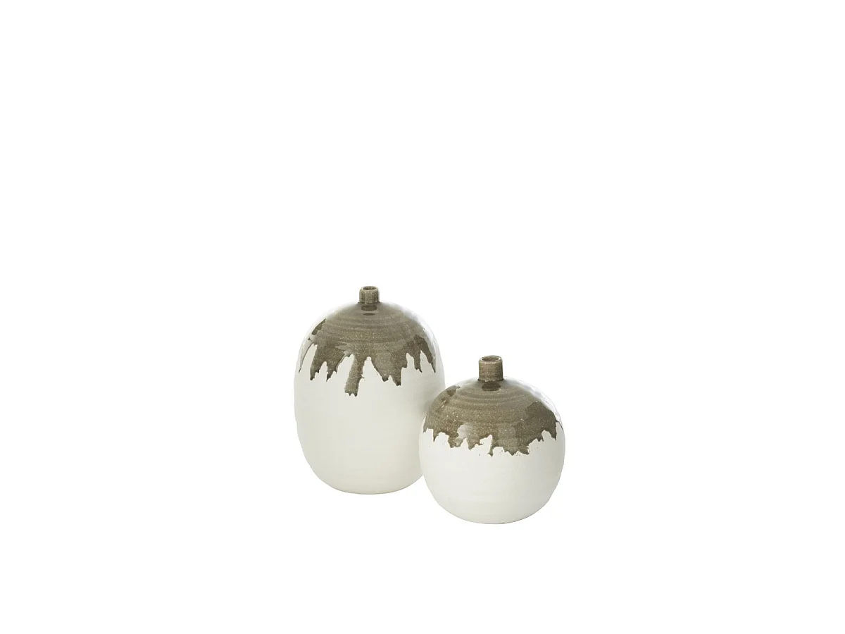 Vase Bouteille en Argile "Olea" 31cm Blanc & Vert