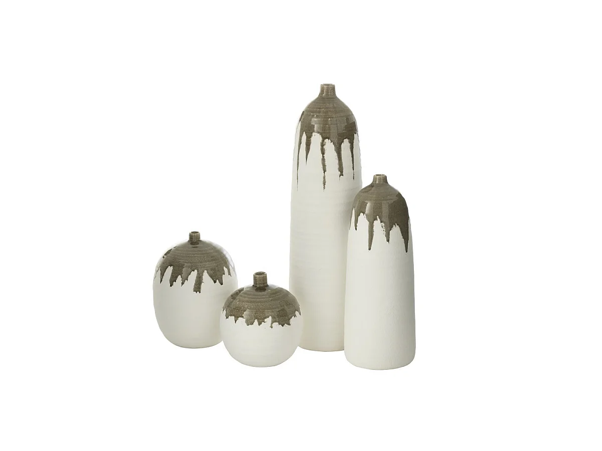 Vase Bouteille en Argile "Olea" 47cm Blanc & Vert