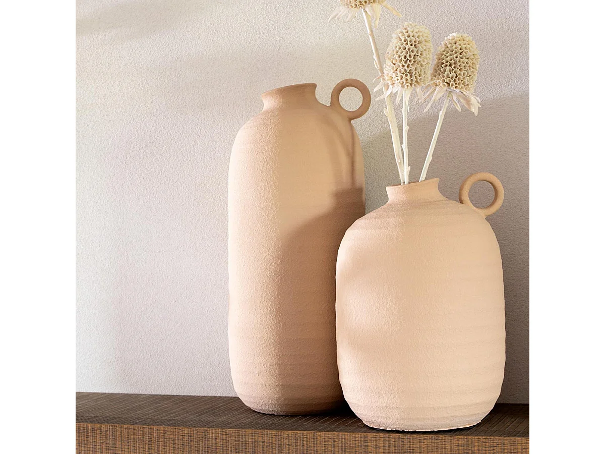 Vase Étroit en Argile "Cassia" 38cm Beige