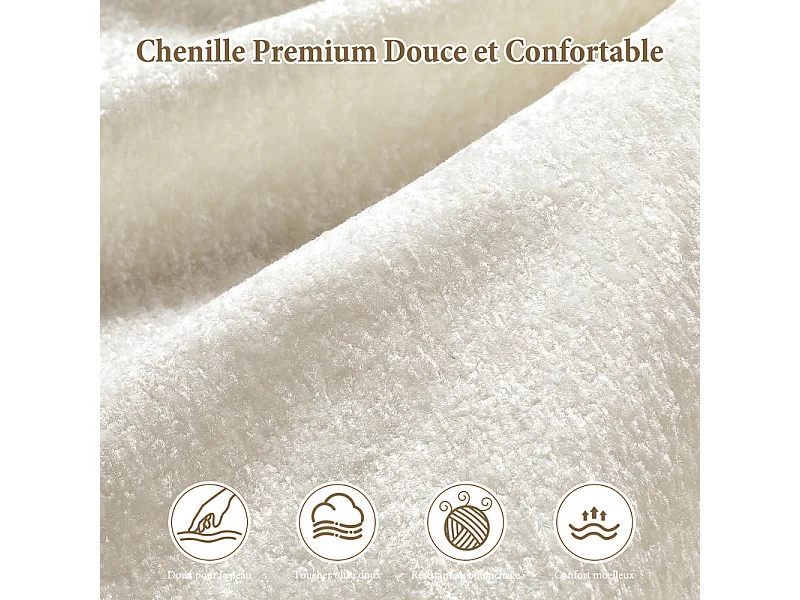 Canapé d'angle modulable en tissu chenille - Incurvé - avec 6 oreillers - 275x275x76cm - Beige