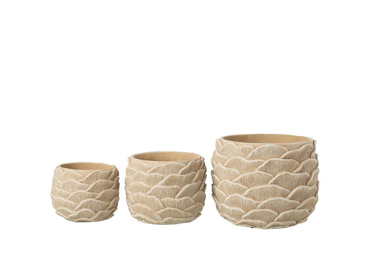 Cache-Pot Relief en Ciment "Fungo" 26cm Beige