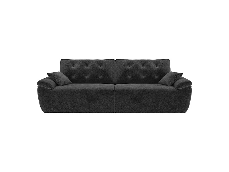 Canapé modulable en tissu chenille, 3/4 places, avec 2 oreillers, 275x102x90cm, Noir