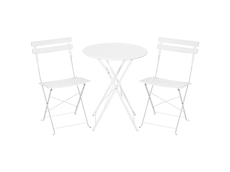 Avestar 3 pièces set bistro terrasse pliable blanc, métal rev. E