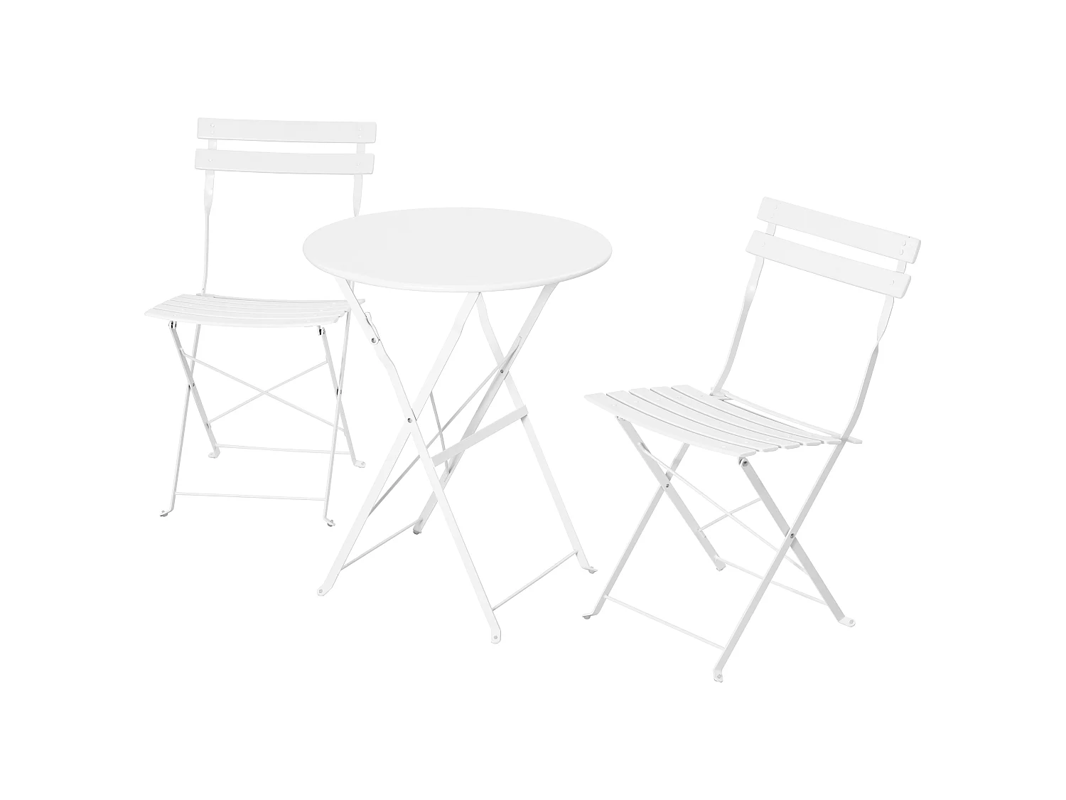 Avestar 3 pièces set bistro terrasse pliable blanc, métal rev. E