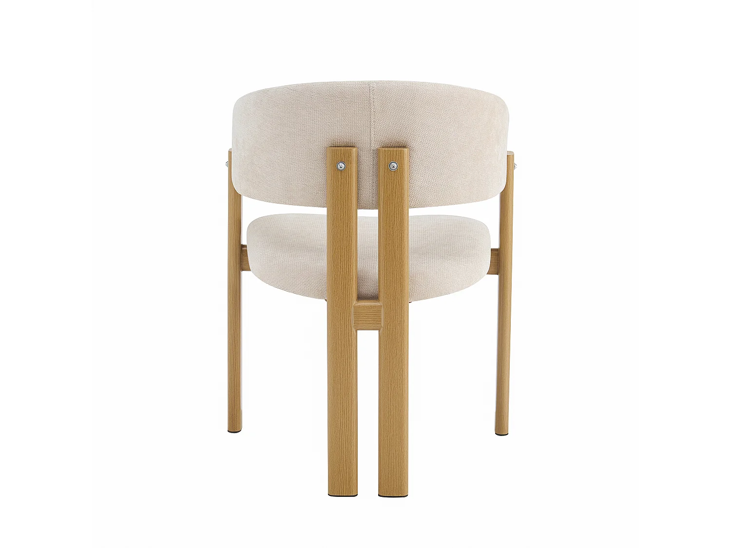 Lot de 4 chaises en métal imitation bois - Avec acoudoirs - Structure en métal - Tissu lin beige - Naturel