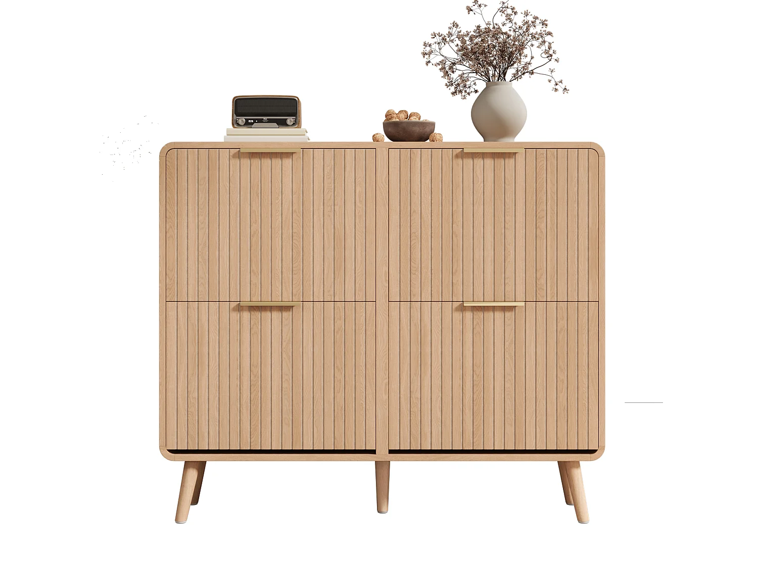 Skandinavisch Schoenmeubel 105x24x90cm - Opbergmeubel met Neerklapbare Deuren & Massieve Poten, Moderne Stijl - Bruin