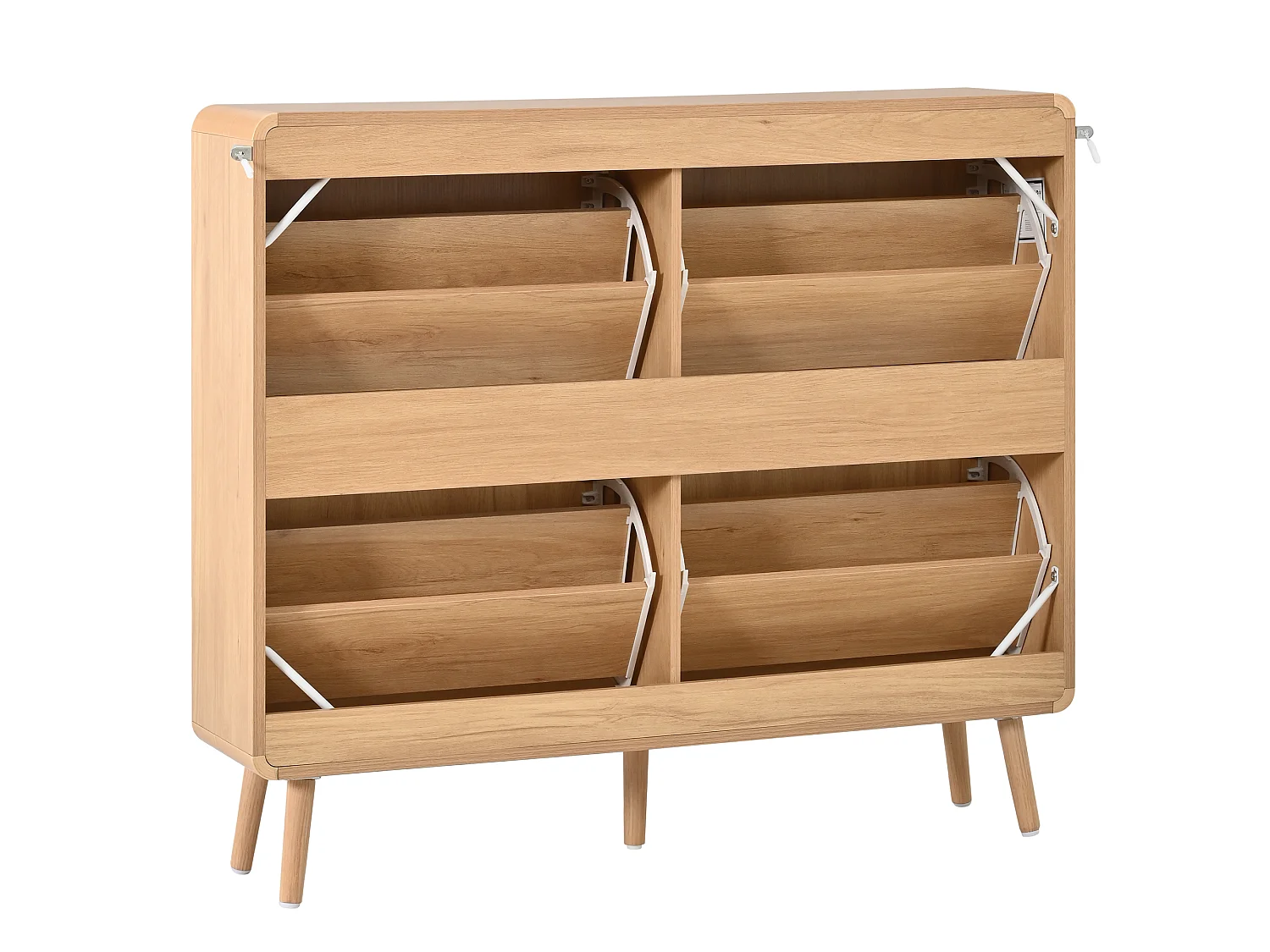 Skandinavisch Schoenmeubel 105x24x90cm - Opbergmeubel met Neerklapbare Deuren & Massieve Poten, Moderne Stijl - Bruin