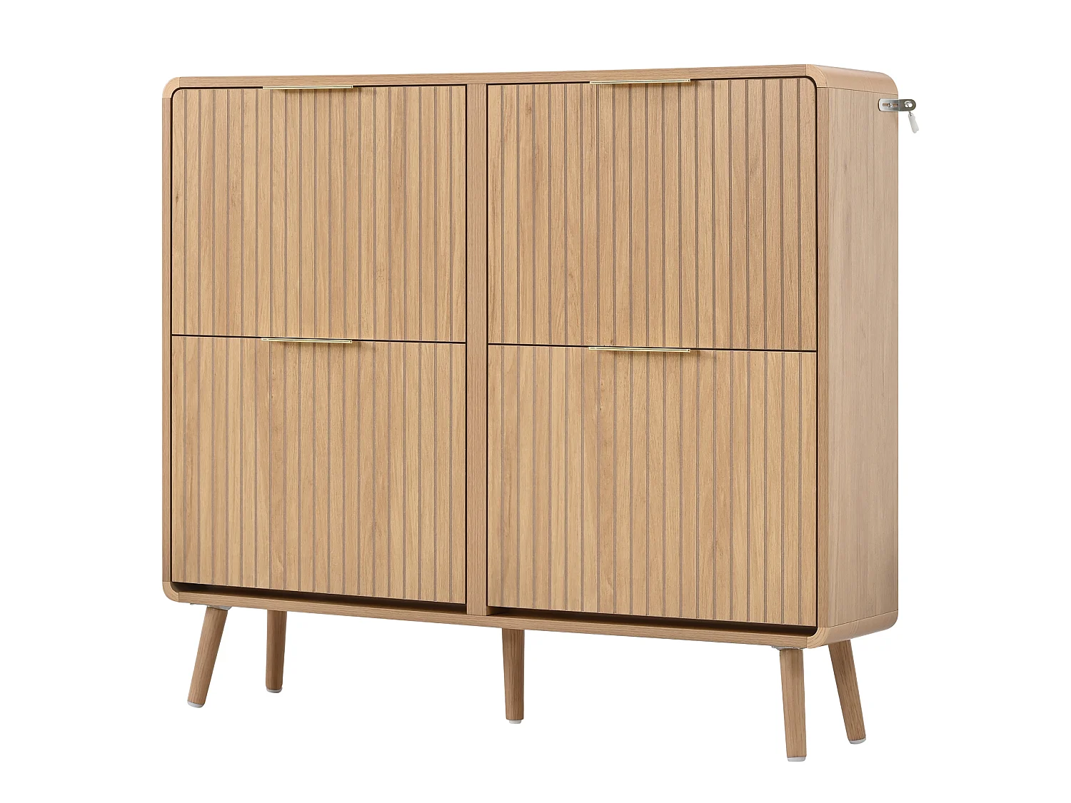 Skandinavisch Schoenmeubel 105x24x90cm - Opbergmeubel met Neerklapbare Deuren & Massieve Poten, Moderne Stijl - Bruin