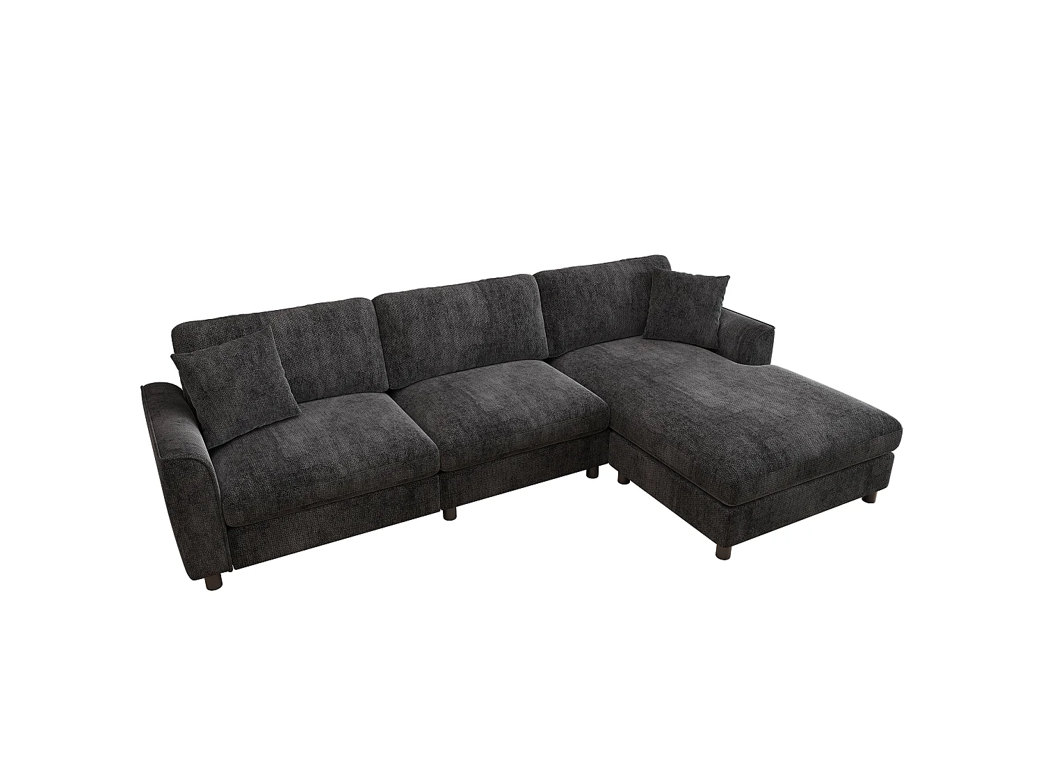 Canapé d'angle 3 places 256 × 137 × 79 cm - avec méridienne - peut être installé à gauche ou à droite - tissu chenille - gris