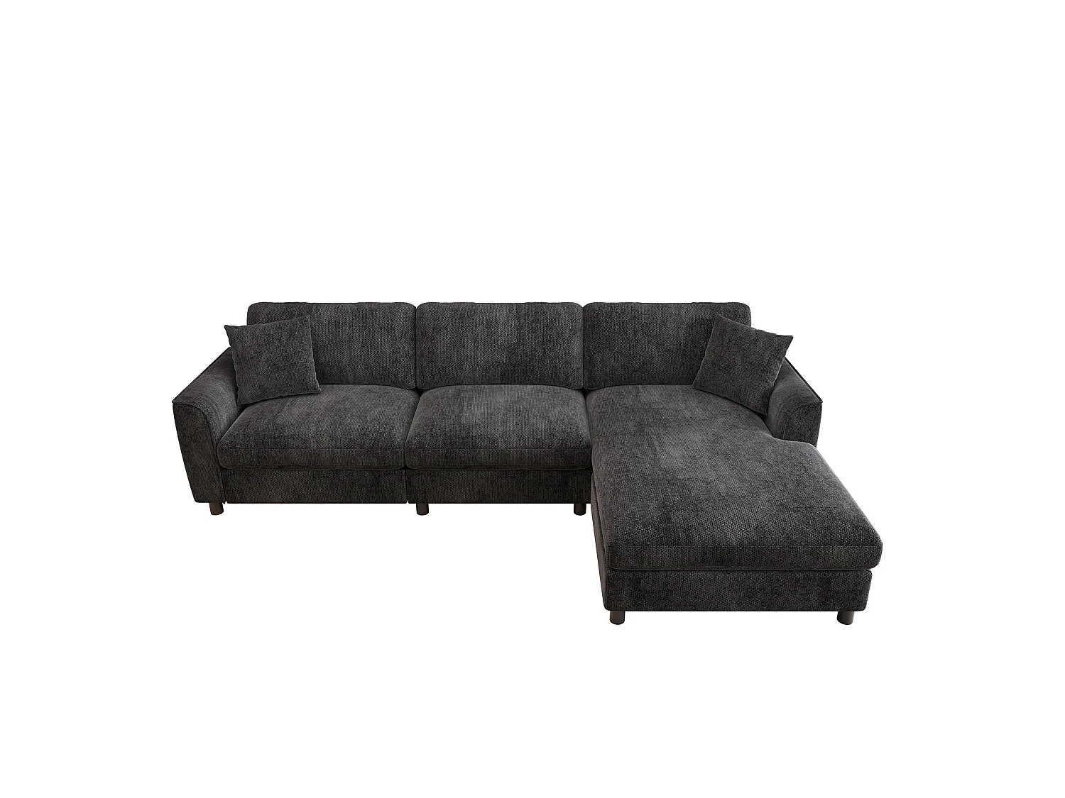 Canapé d'angle 3 places 256 × 137 × 79 cm - avec méridienne - peut être installé à gauche ou à droite - tissu chenille - gris