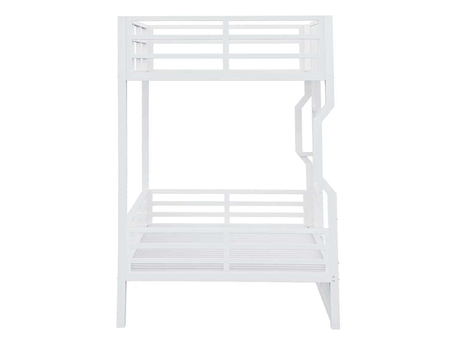 Lit superposé en fer forgé, 90 x 200 cm - avec éclairage LED - avec barrières de sécurité - blanc (matelas non inclus)
