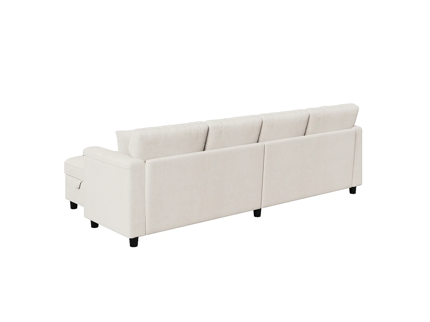 Canapéhoek 4 zitplaatsen in U/L-vorm 261 × 134 × 82 cm - met 2 opbergpoefs en 2 kussens - chenillestof - beige