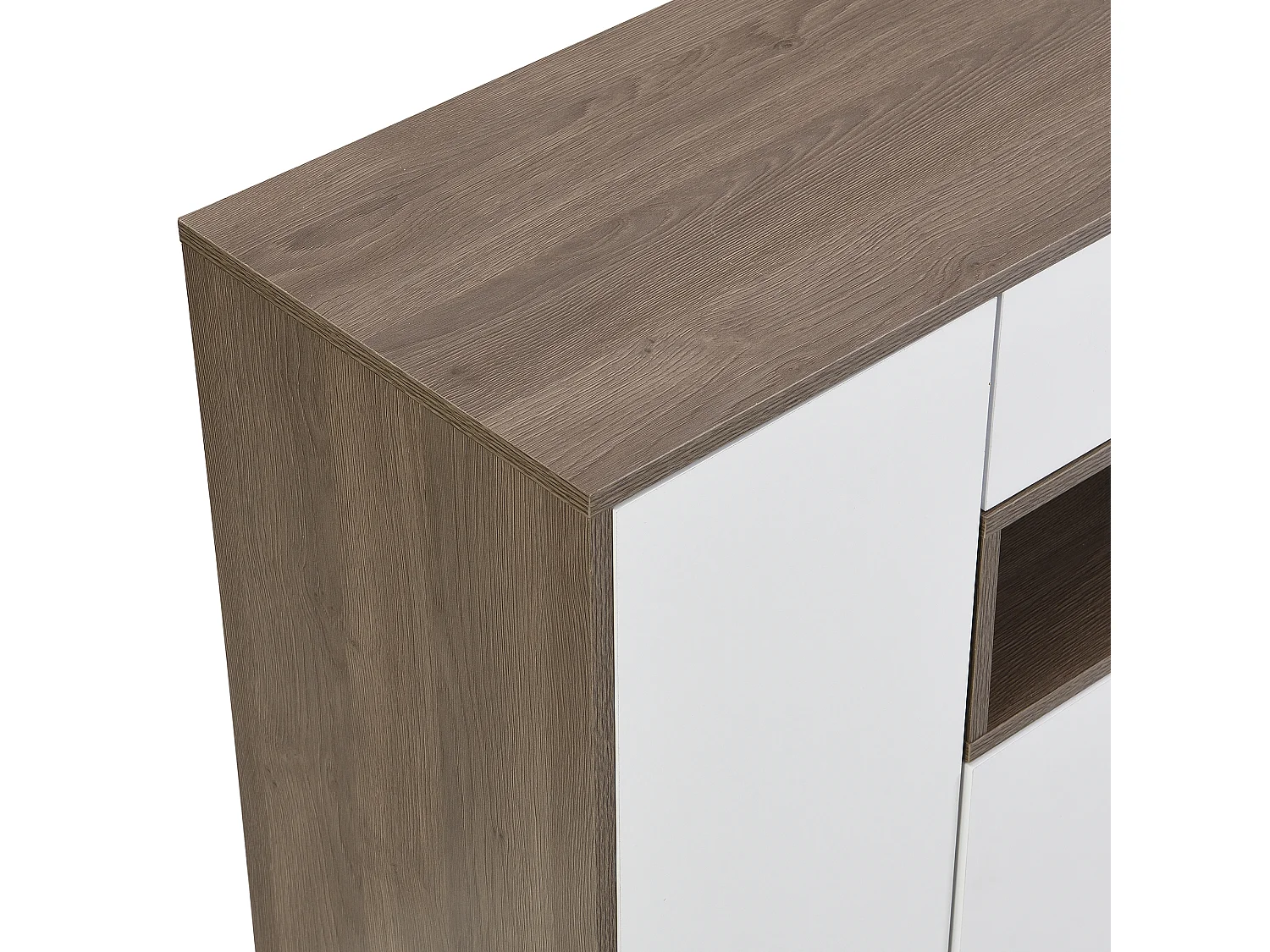 Meuble à chaussures avec banc, 1 tiroir, 3 portes, étagères réglables - Panneaux de particules - 140x35x110 cm - Blanc