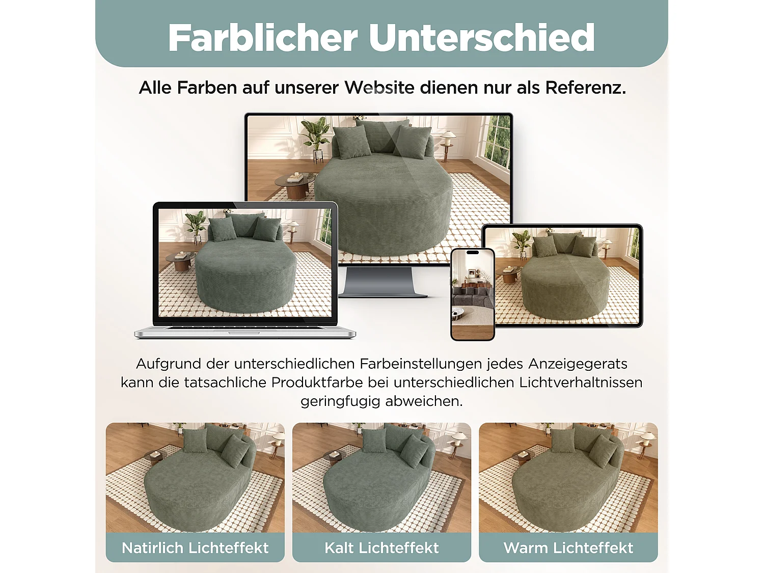Fauteuil inclinable ovale - aucun assemblage requis - très élastique - velours côtelé - vert