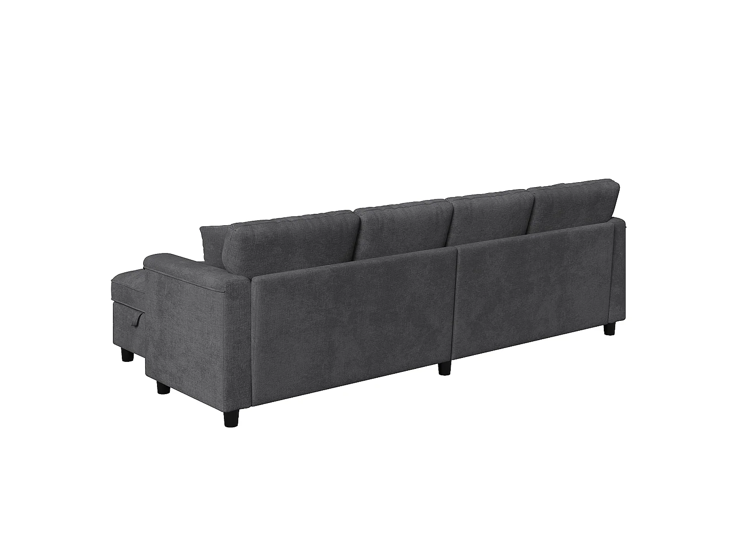 Canapé d'angle 4 places en forme de U/L 261 × 134 × 82 cm - avec 2 poufs de rangement et 2 coussins - tissu chenille - gris