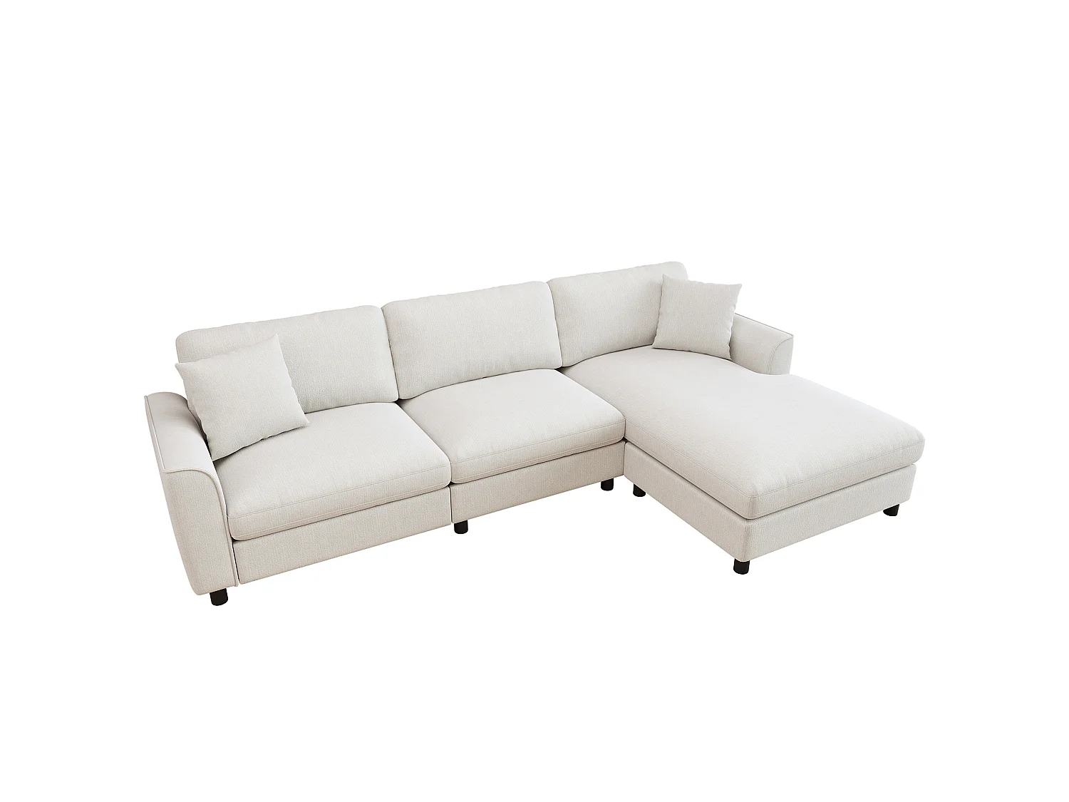 Canapé d'angle 3 places 256 × 137 × 79 cm - avec méridienne - peut être installé à gauche ou à droite - tissu chenille - beige