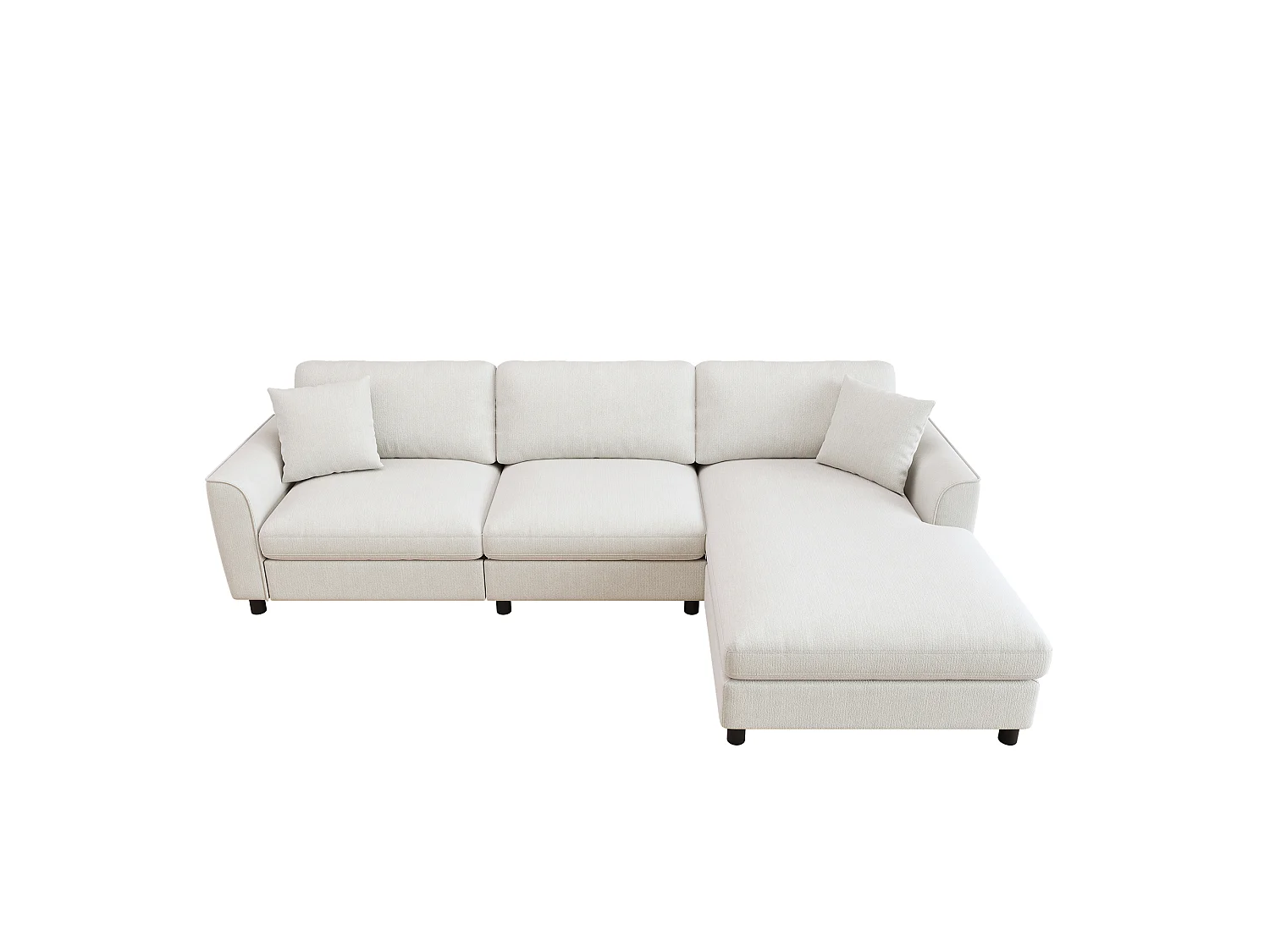 Canapé d'angle 3 places 256 × 137 × 79 cm - avec méridienne - peut être installé à gauche ou à droite - tissu chenille - beige