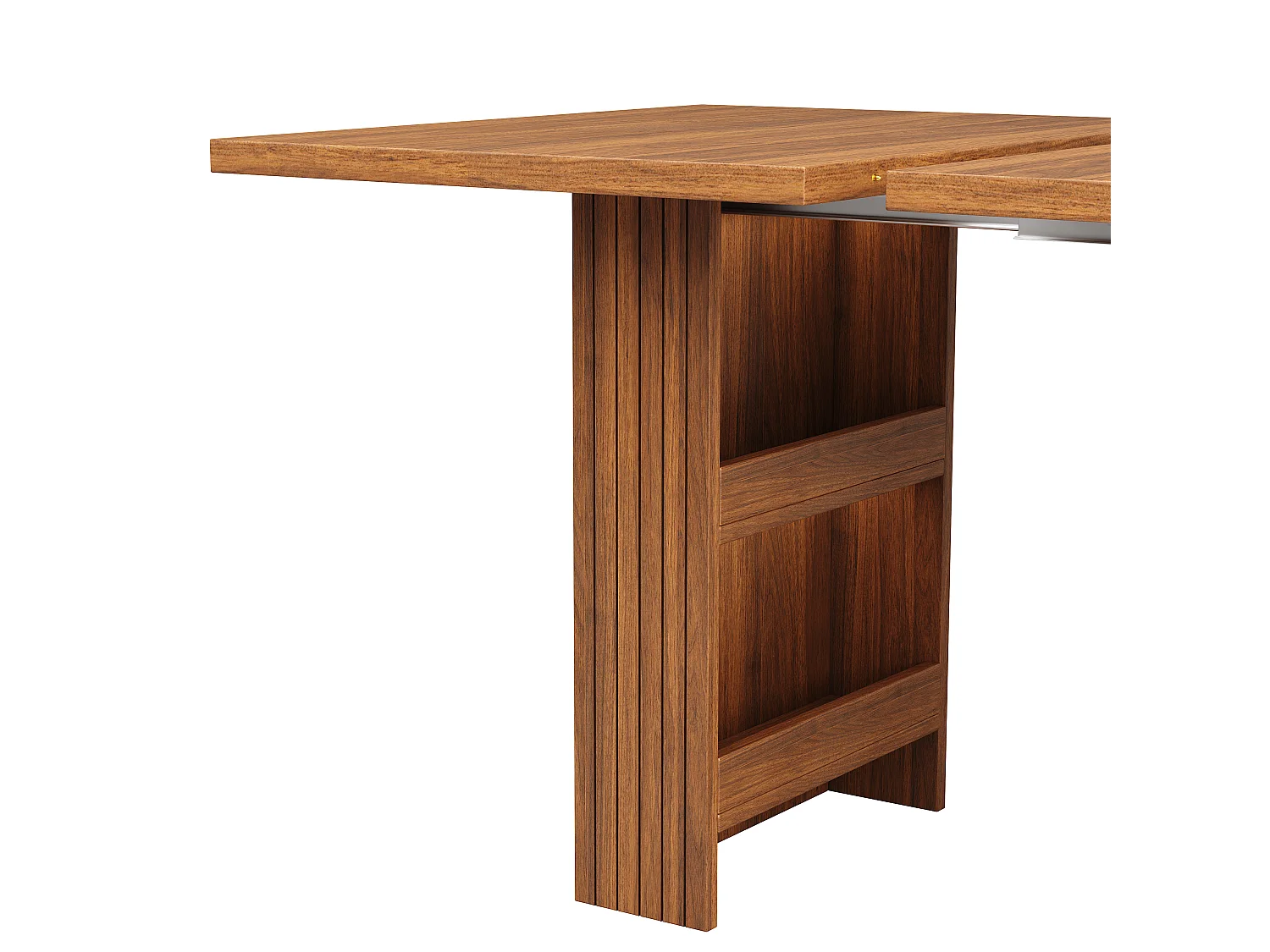 Table à Manger Extensible 120-200cm - Table Gain de Place avec Rangement Caché & Pieds en Acier, Style Industriel - Marron Foncé