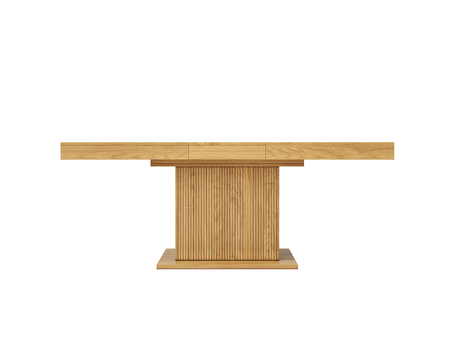 Table à Manger Extensible 140-180cm - Table Gain de Place avec Rangement Central & Portes Cannelées, Style Moderne - Chêne Clair / Noyer
