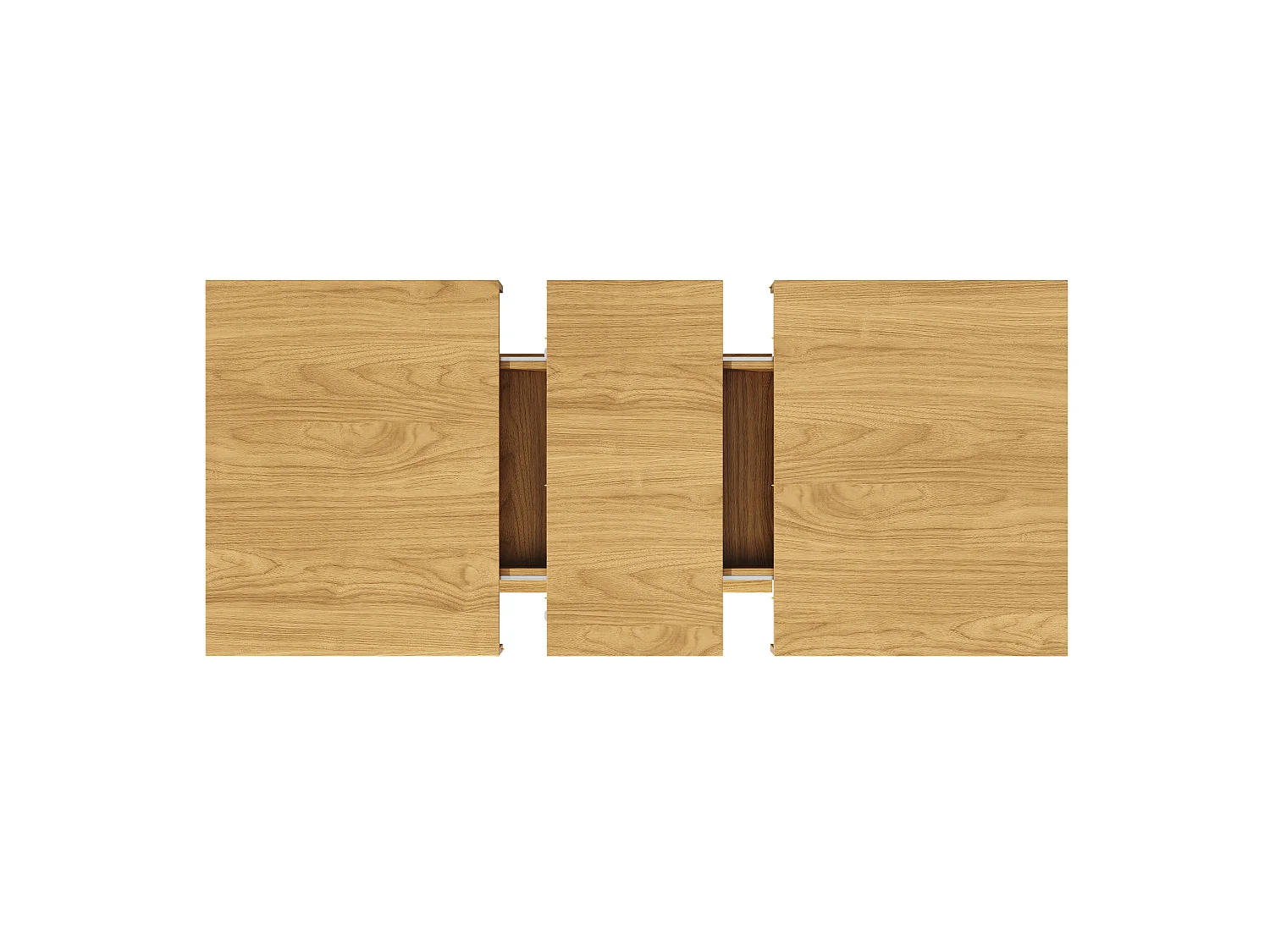 Table à Manger Extensible 140-180cm - Table Gain de Place avec Rangement Central & Portes Cannelées, Style Moderne - Chêne Clair / Noyer