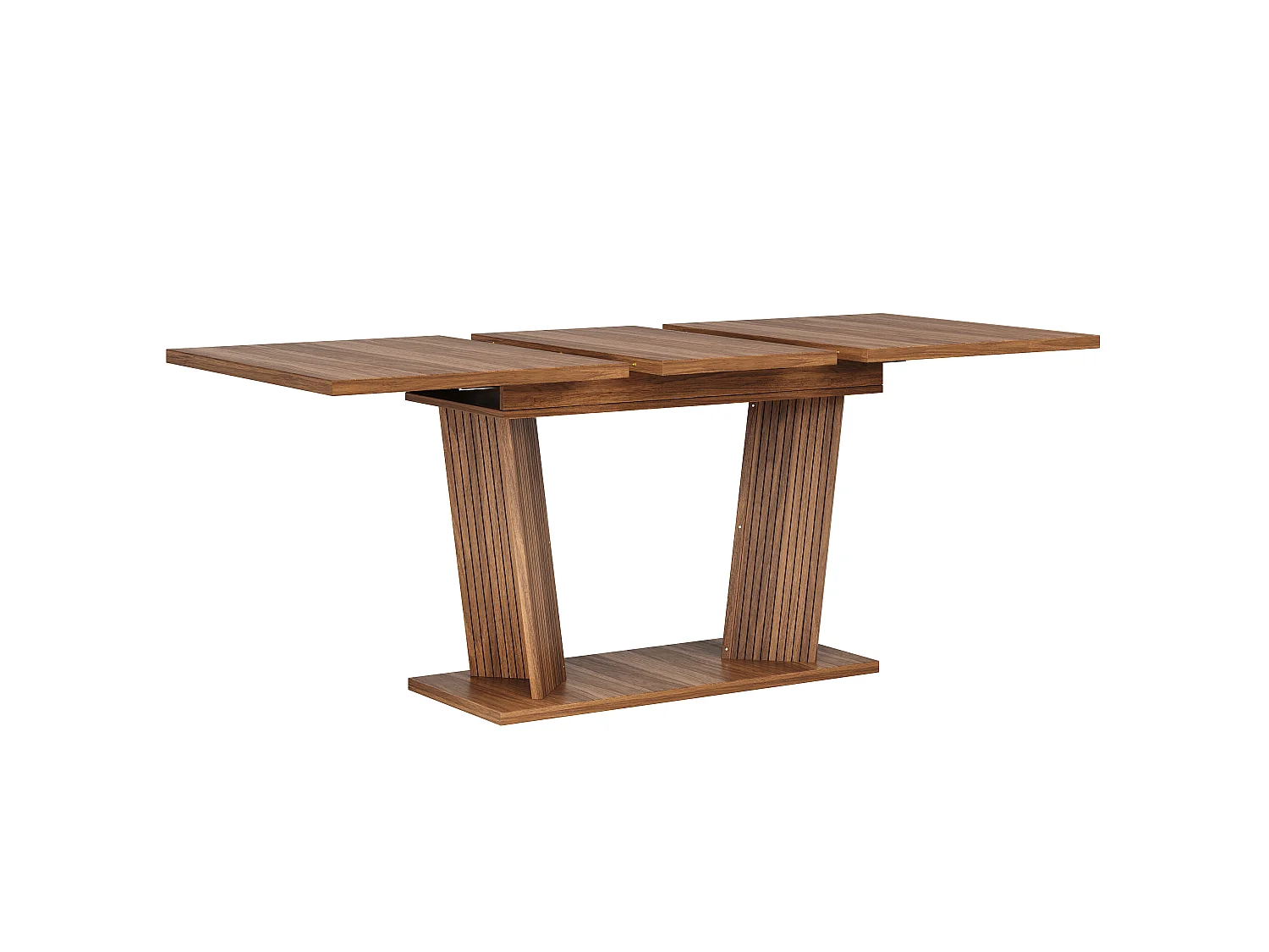 Rektangulärt Utdragbart Matsalsbord 120-160cm - Platsbesparande Bord med Trälook och Designben, Modern Stil - Valnöt