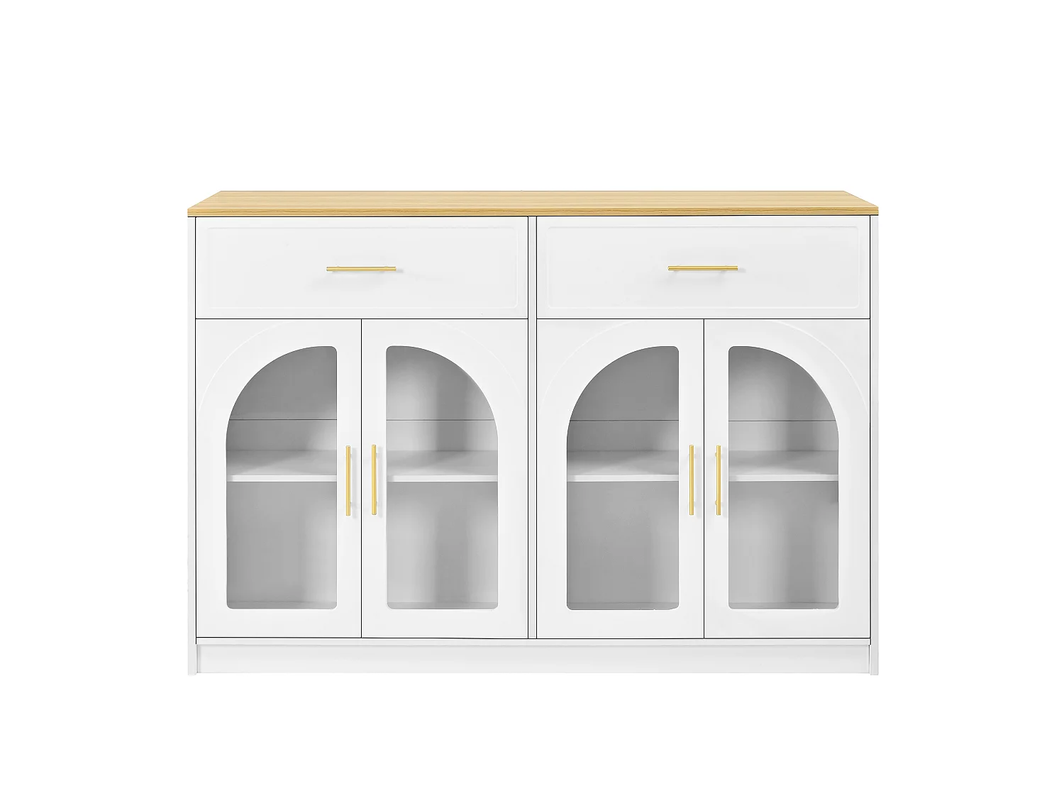 Îlot central de cuisine - avec 4 portes et 2 tiroirs - avec éclairage LED - étagère réglable - Blanc