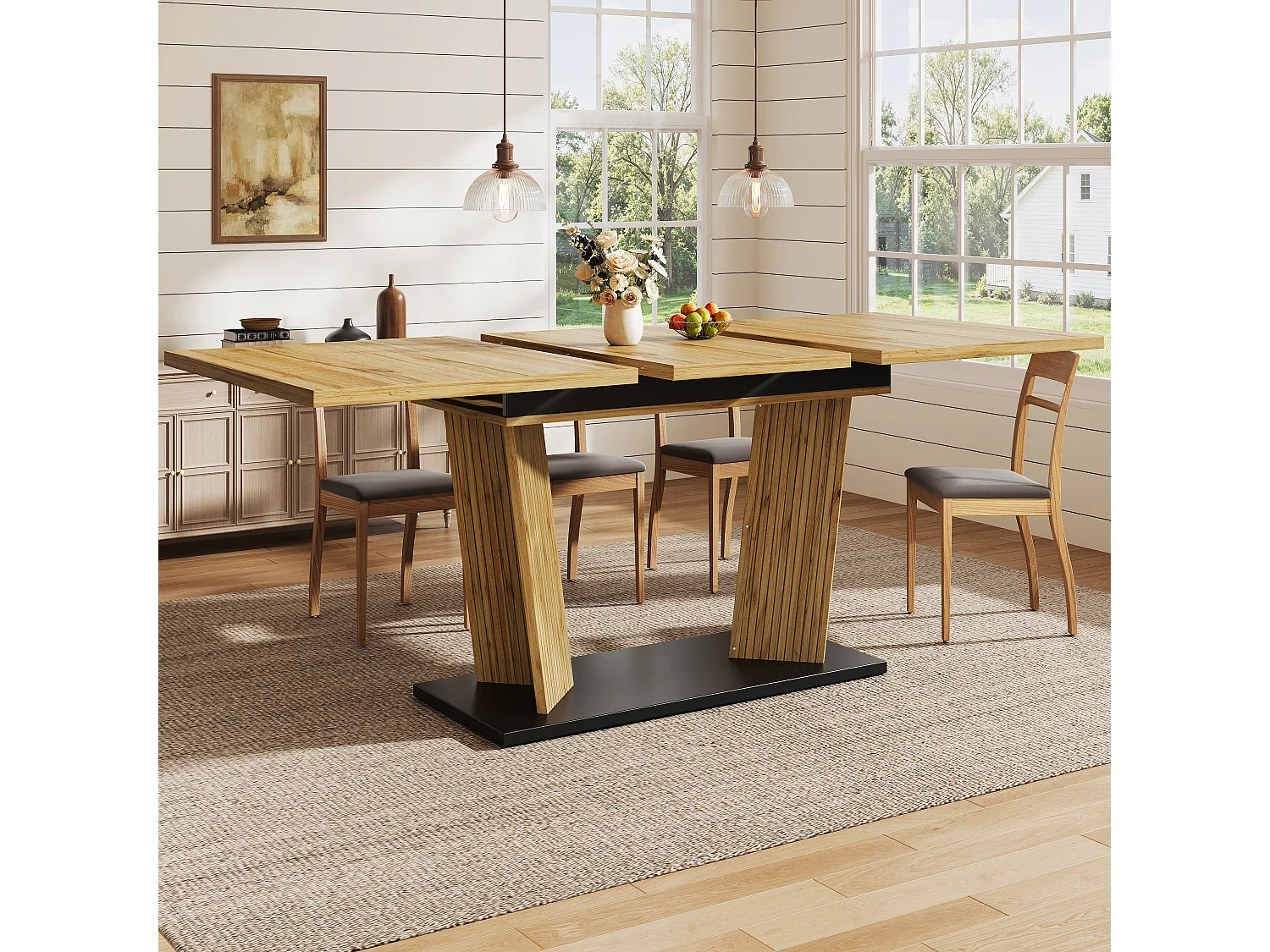 Table à Manger Rectangulaire Extensible 120-160cm - Table Gain de Place Aspect Bois avec Pieds Design, Style Moderne - Marron