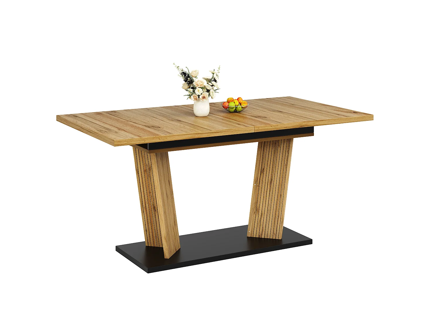 Table à Manger Rectangulaire Extensible 120-160cm - Table Gain de Place Aspect Bois avec Pieds Design, Style Moderne - Marron