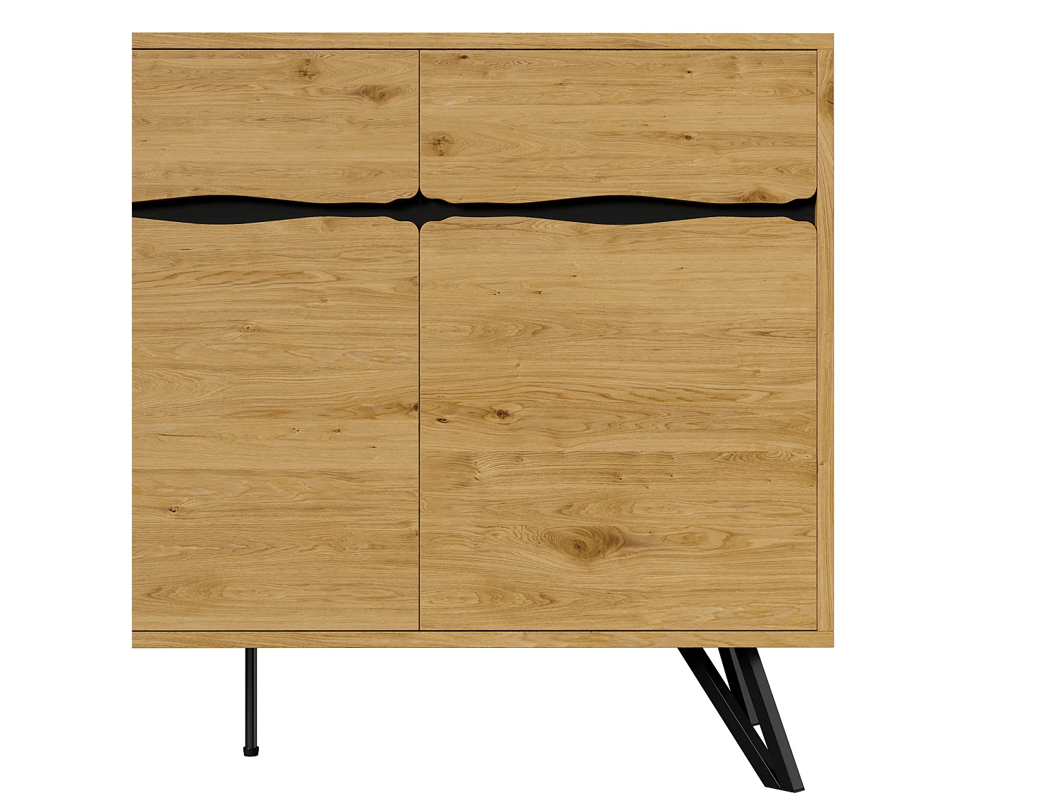 Moderner Buffetschrank 140x40x75,5cm - mit 3 Türen - Holzoberfläche - Metallfüße - Farbe Natur