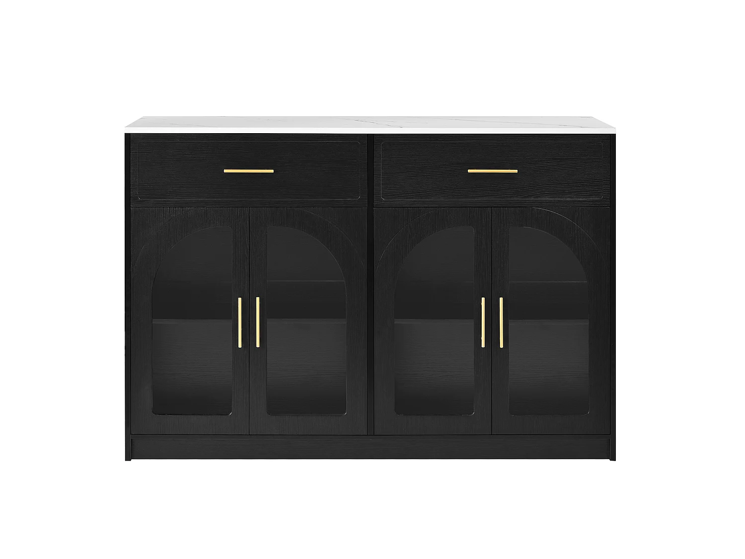 Isla central de cocina - con 4 puertas y 2 cajones - con iluminación LED - estante ajustable - Negro