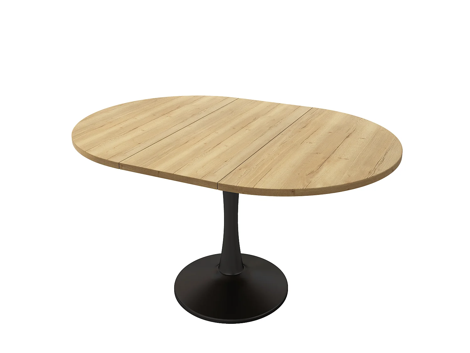 Ovale eetkamer tafel uitschuifbaar - 100/140x100x75 cm - 4 tot 6 personen - Moderne stijl - Eikenfineer - Natuurlijk