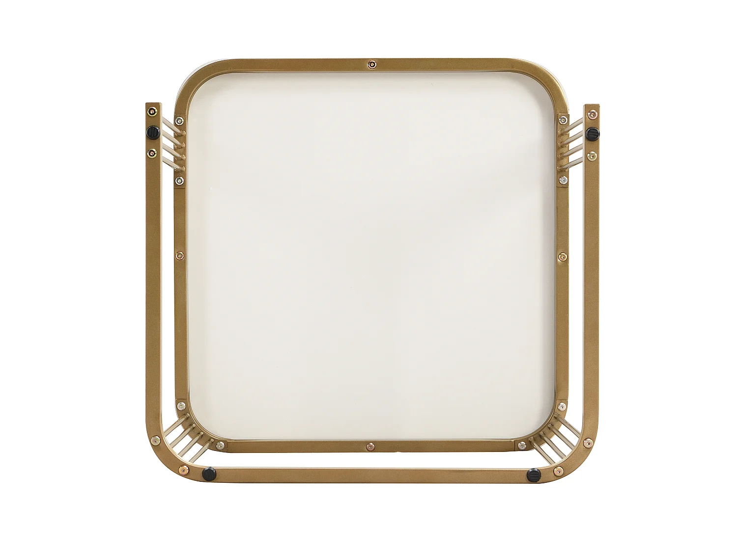set van 2 salontafels - marmerlook glanzend - tafelpoten goudkleurig - met lade - wit