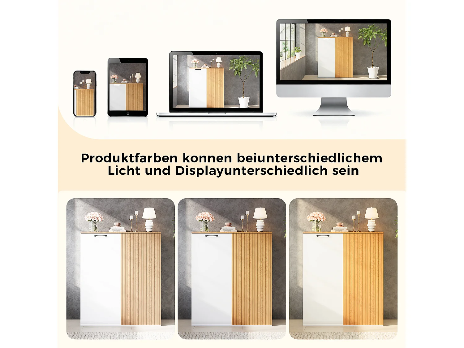 Buffé/Skåp 80 x 40 x 110 cm - Med 2 dörrar - Modern förvaringsmöbel - MDF - Vit + Ek