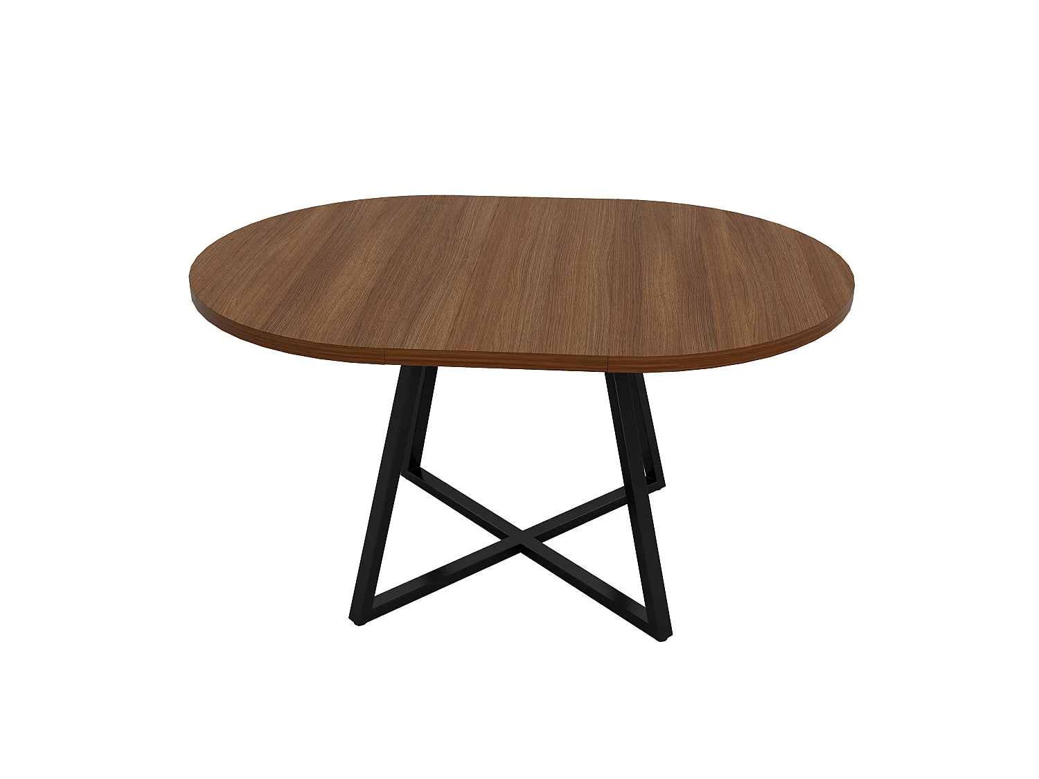 Table à manger ronde extensible 100/140x100 cm - Pour 4 à 6 personnes - Coins arrondis - Plateau épais - Placage chêne - Marron