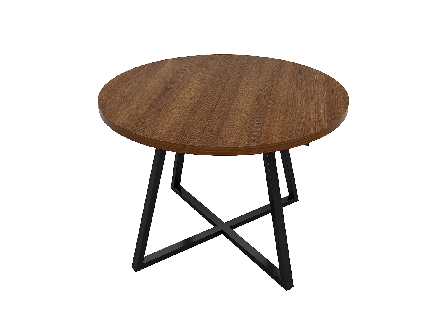 Table à manger ronde extensible 100/140x100 cm - Pour 4 à 6 personnes - Coins arrondis - Plateau épais - Placage chêne - Marron
