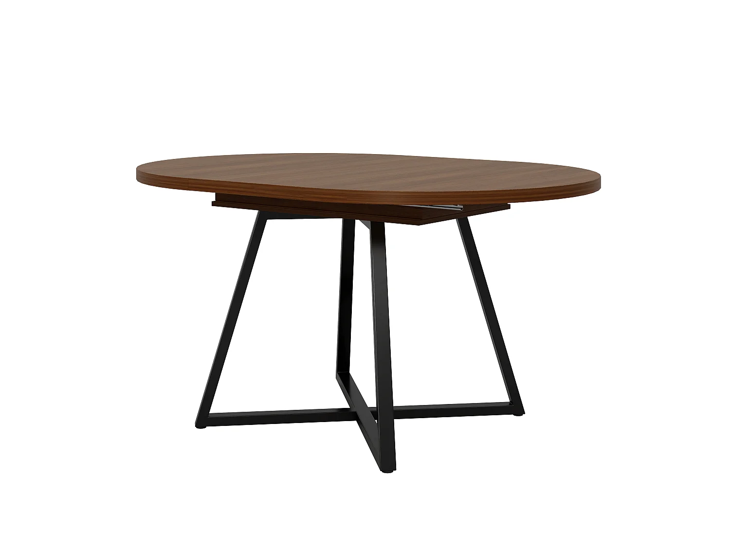 Table à manger ronde extensible 100/140x100 cm - Pour 4 à 6 personnes - Coins arrondis - Plateau épais - Placage chêne - Marron