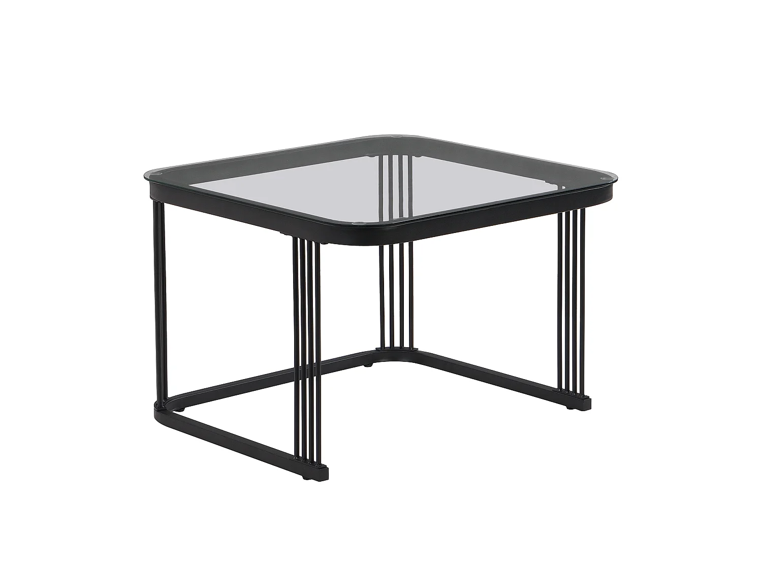 set van 2 salontafels - marmerlook glanzend - zwarte tafelpoten - met lade - zwart