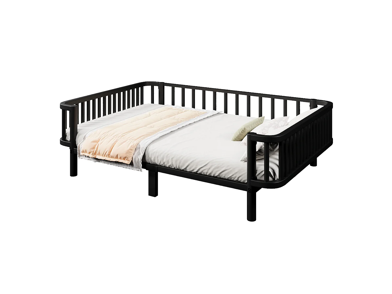Sofá cama de metal 140x200 cm - Estructura robusta de acero - Somier de láminas metálicas - Diseño moderno - Negro (sin colchón)