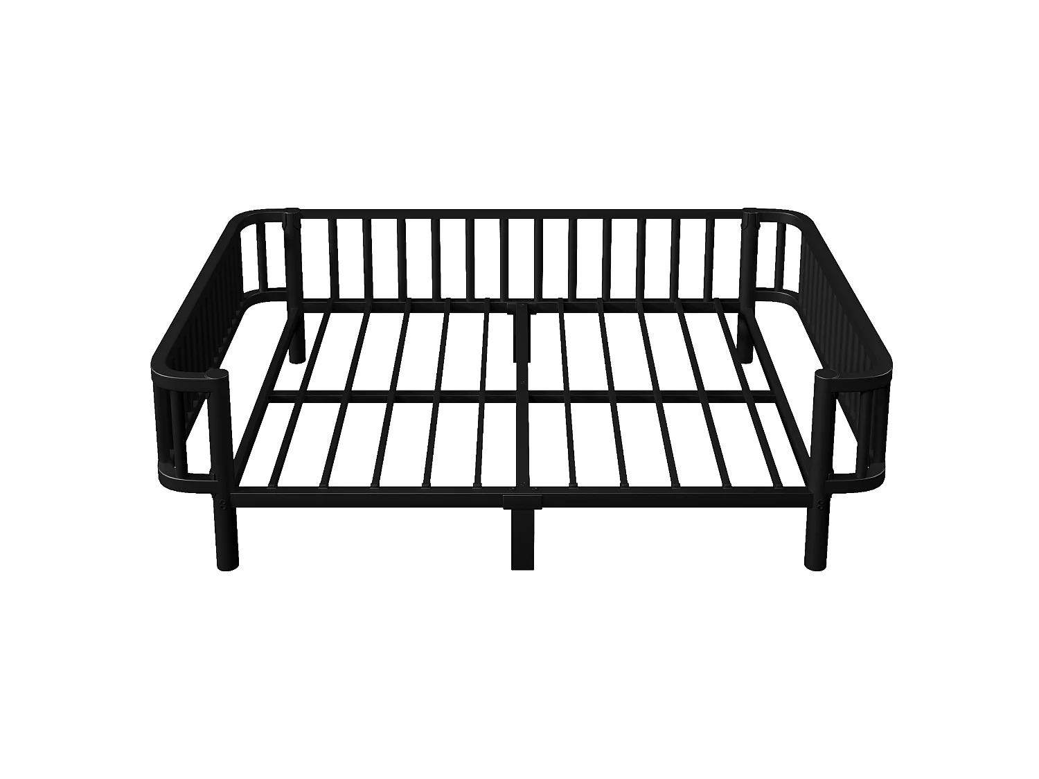 Sofá cama de metal 140x200 cm - Estructura robusta de acero - Somier de láminas metálicas - Diseño moderno - Negro (sin colchón)