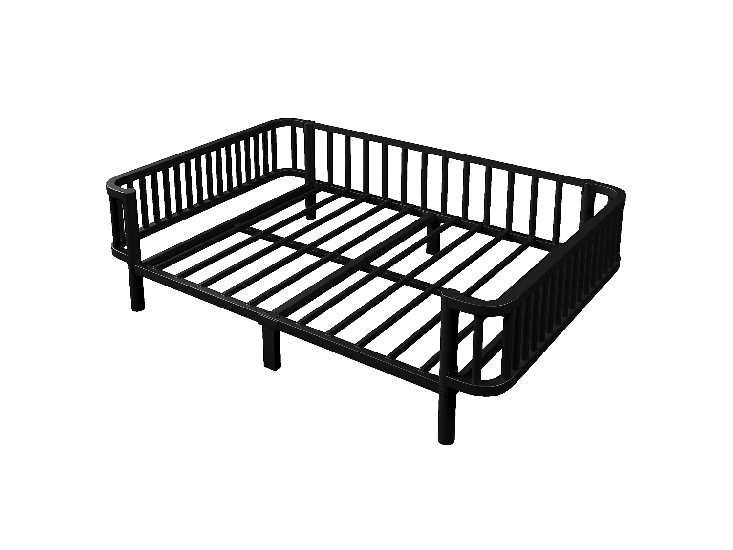 Sofá cama de metal 140x200 cm - Estructura robusta de acero - Somier de láminas metálicas - Diseño moderno - Negro (sin colchón)