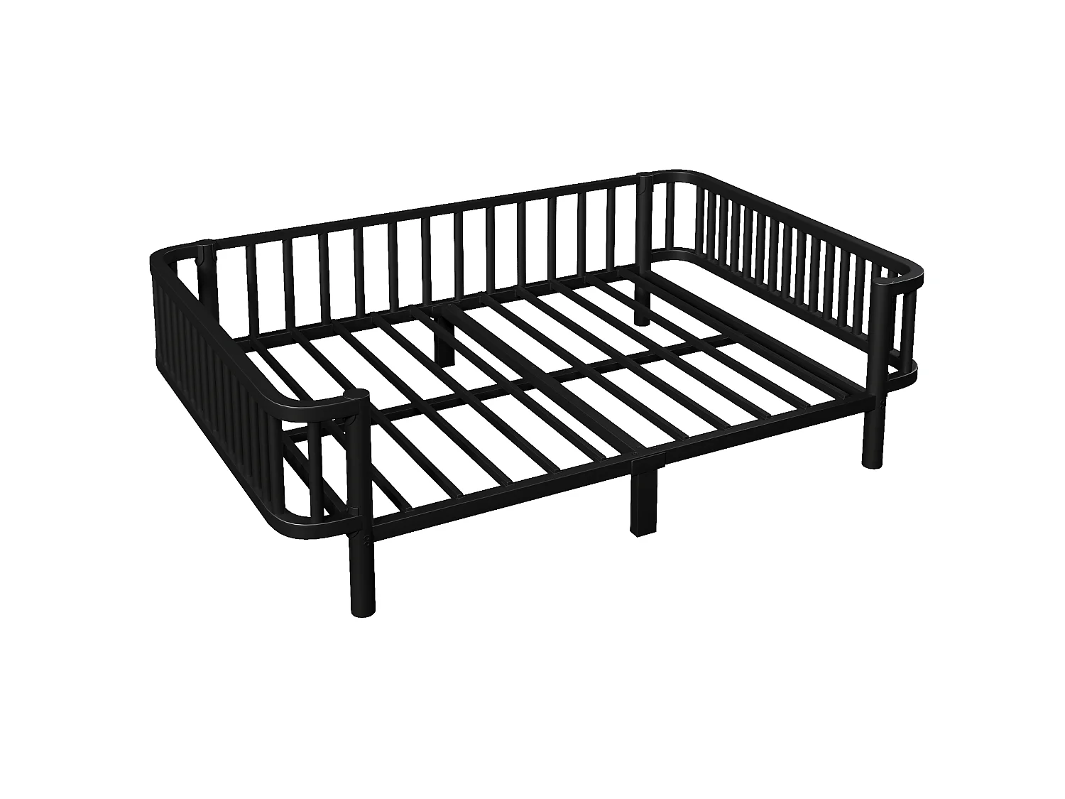 Sofá cama de metal 140x200 cm - Estructura robusta de acero - Somier de láminas metálicas - Diseño moderno - Negro (sin colchón)