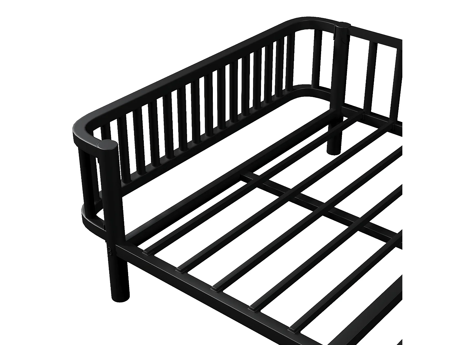 Sofá cama de metal 140x200 cm - Estructura robusta de acero - Somier de láminas metálicas - Diseño moderno - Negro (sin colchón)