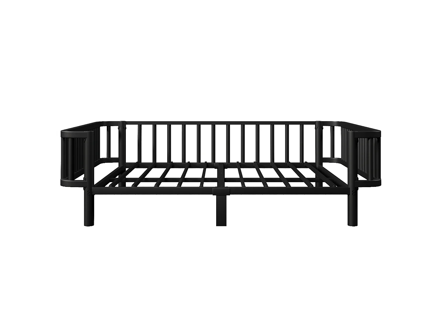 Sofá cama de metal 140x200 cm - Estructura robusta de acero - Somier de láminas metálicas - Diseño moderno - Negro (sin colchón)