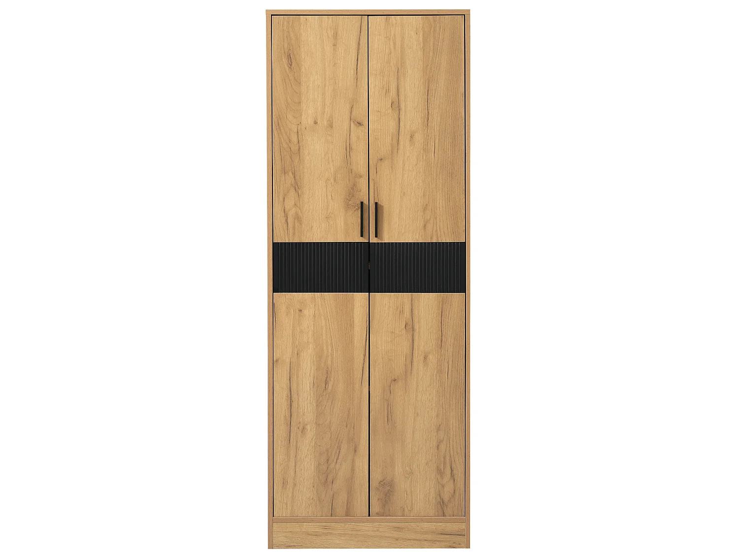 High cabinet, file cabinet 60x35x160 cm - Adjustable shelves and 4 doors - Particle boards - Wood finish - Natural and black