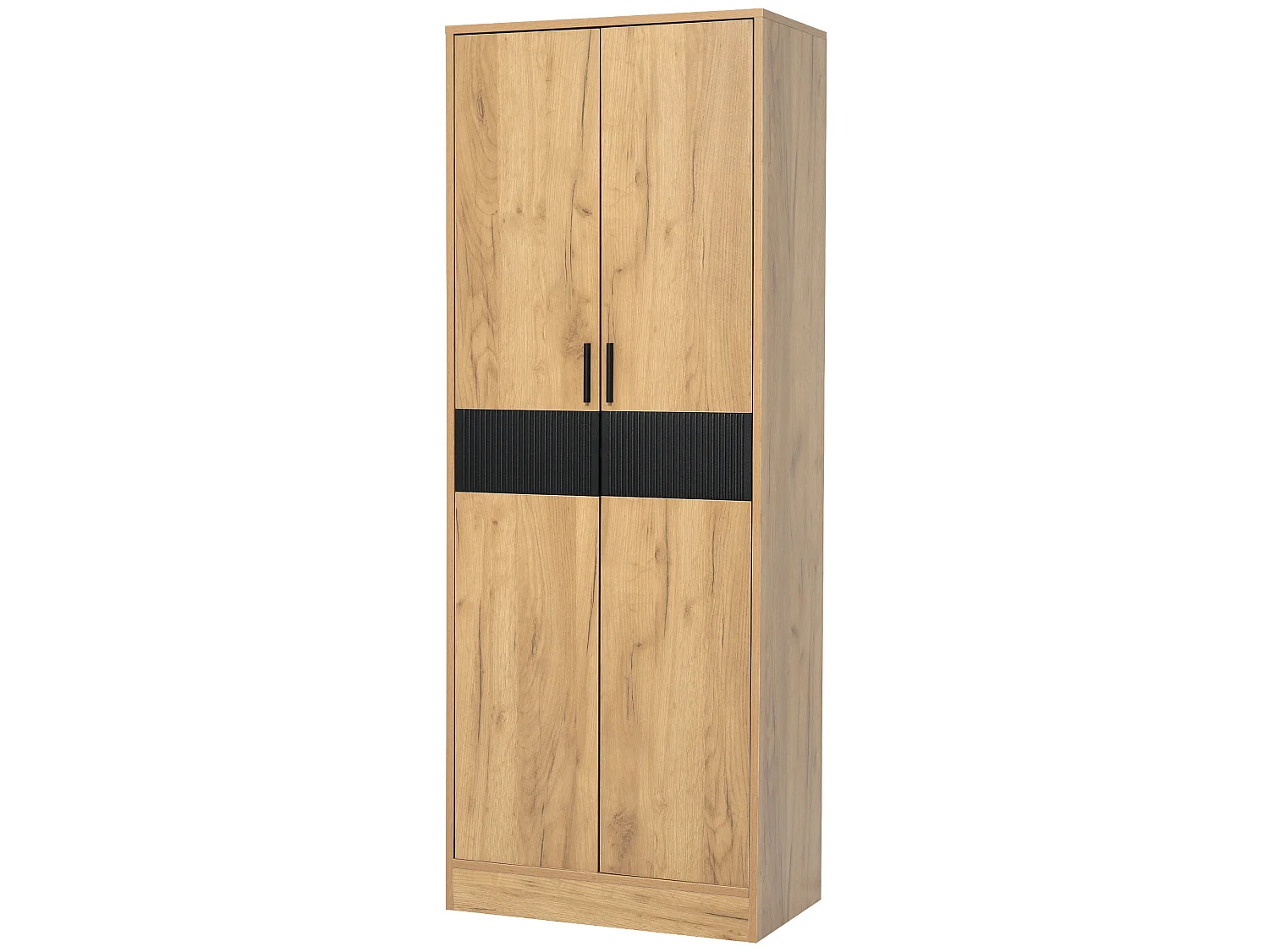 High cabinet, file cabinet 60x35x160 cm - Adjustable shelves and 4 doors - Particle boards - Wood finish - Natural and black