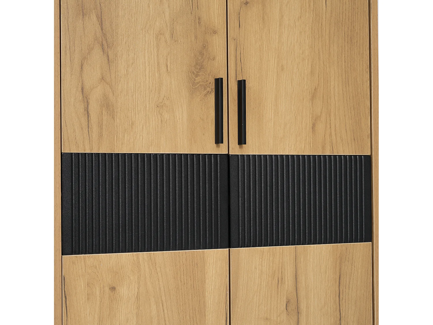 High cabinet, file cabinet 60x35x160 cm - Adjustable shelves and 4 doors - Particle boards - Wood finish - Natural and black