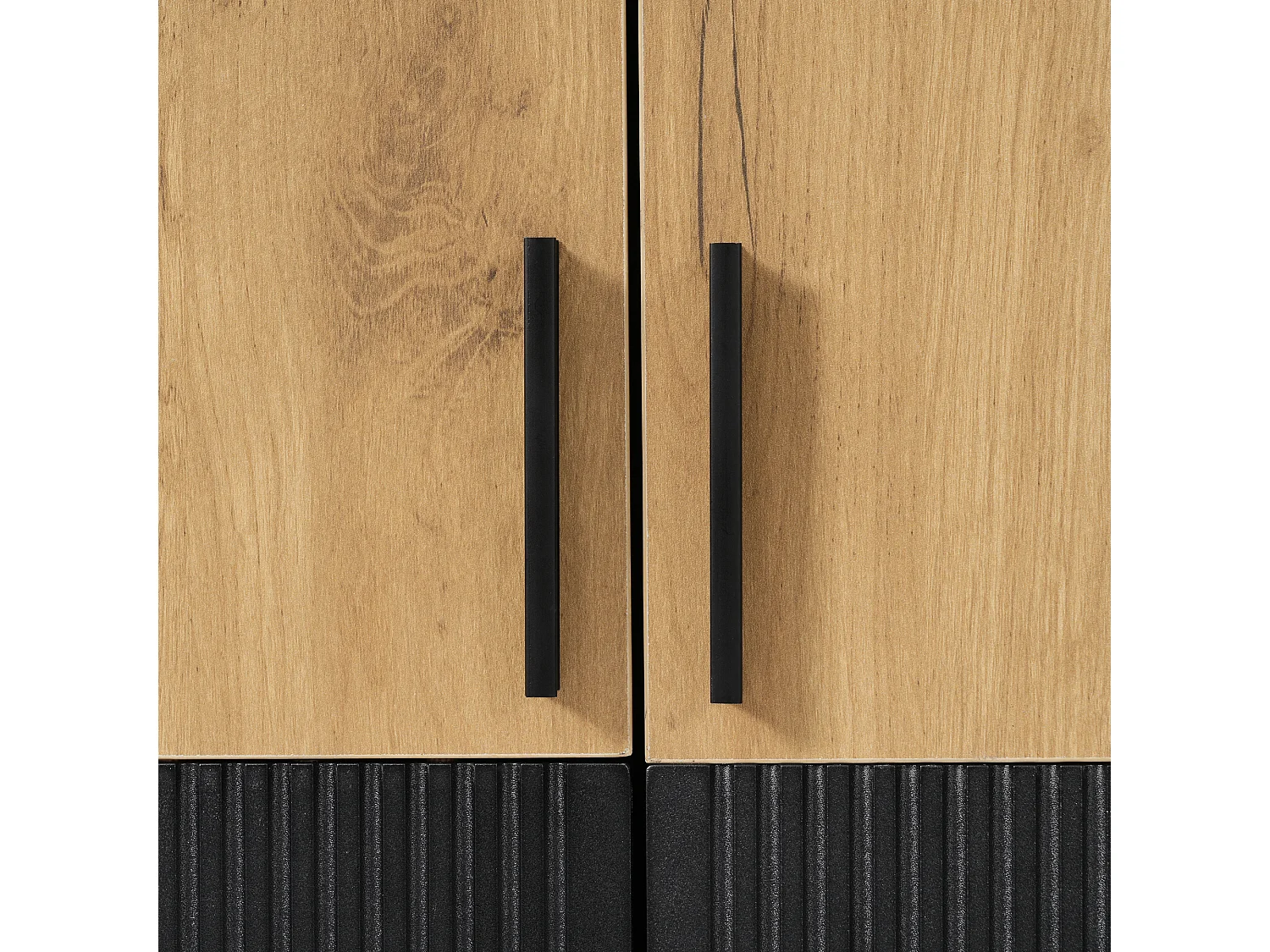 High cabinet, file cabinet 60x35x160 cm - Adjustable shelves and 4 doors - Particle boards - Wood finish - Natural and black