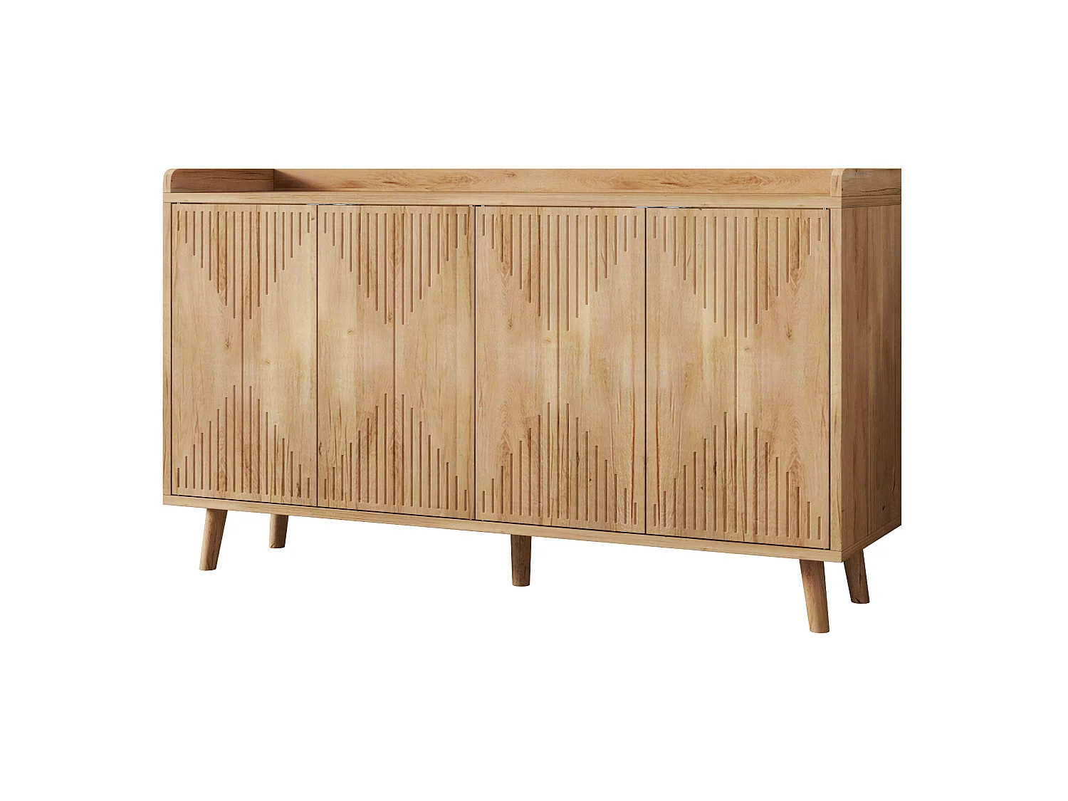 Moderner Buffetschrank 140x40x84cm - mit 4 Türen und verstellbaren Regalen - Natur
