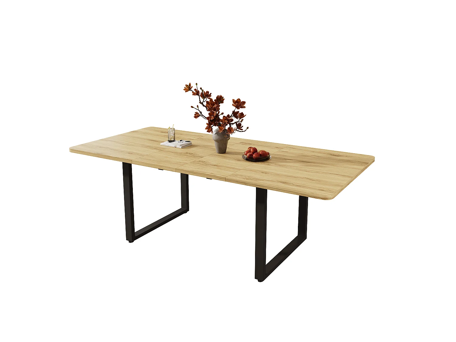 Table à manger extensible 140/180/220x80 cm - idéale pour 6 à 10 personnes - pieds en métal - Style moderne - Naturel