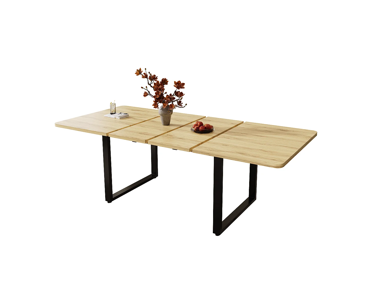 Table à manger extensible 140/180/220x80 cm - idéale pour 6 à 10 personnes - pieds en métal - Style moderne - Naturel